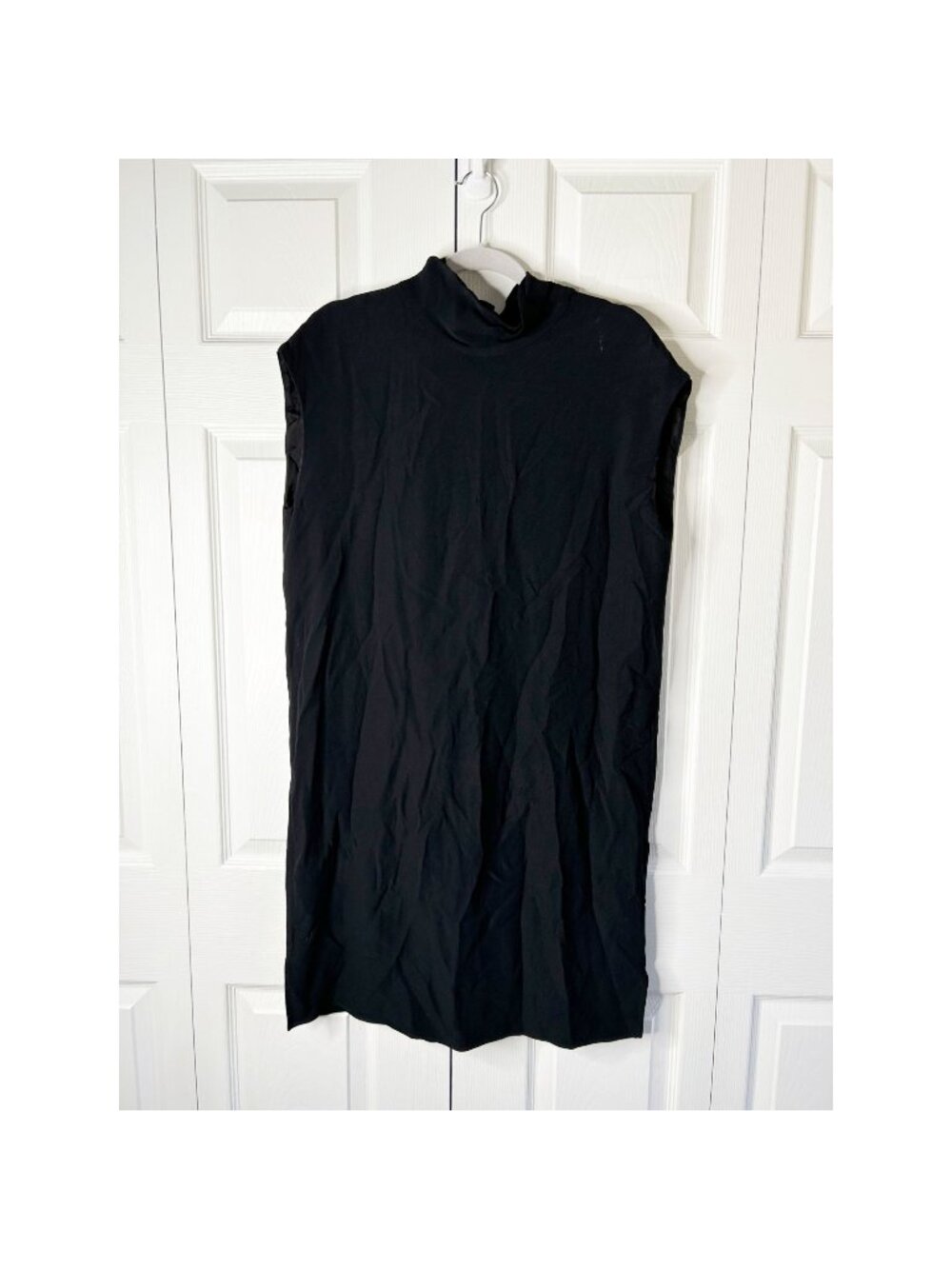 Joseph Flore Solid Black Mock Neck Side Slit Sheath Dress Women's Size FR 42